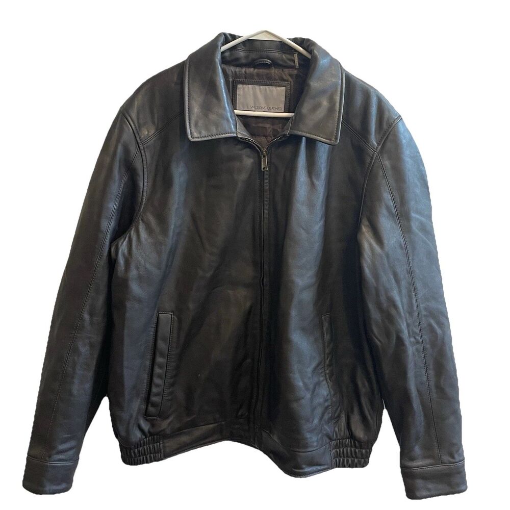 Wilson’s Leather Brown Black Bomber Jacket Men’s XL Retro